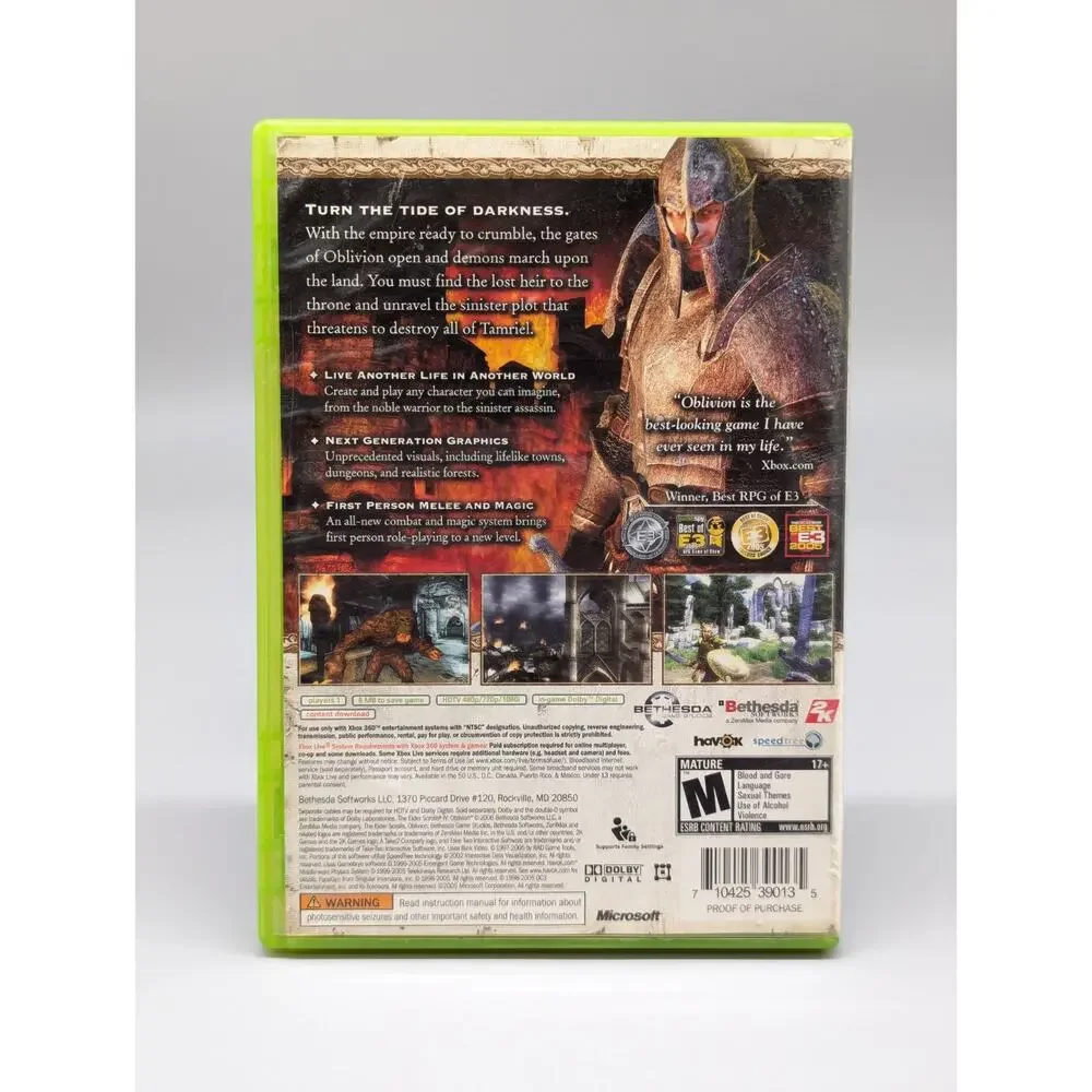 The Elder Scrolls IV 4 Oblivion Microsoft Xbox 360 CIB Complete w/Map Manual